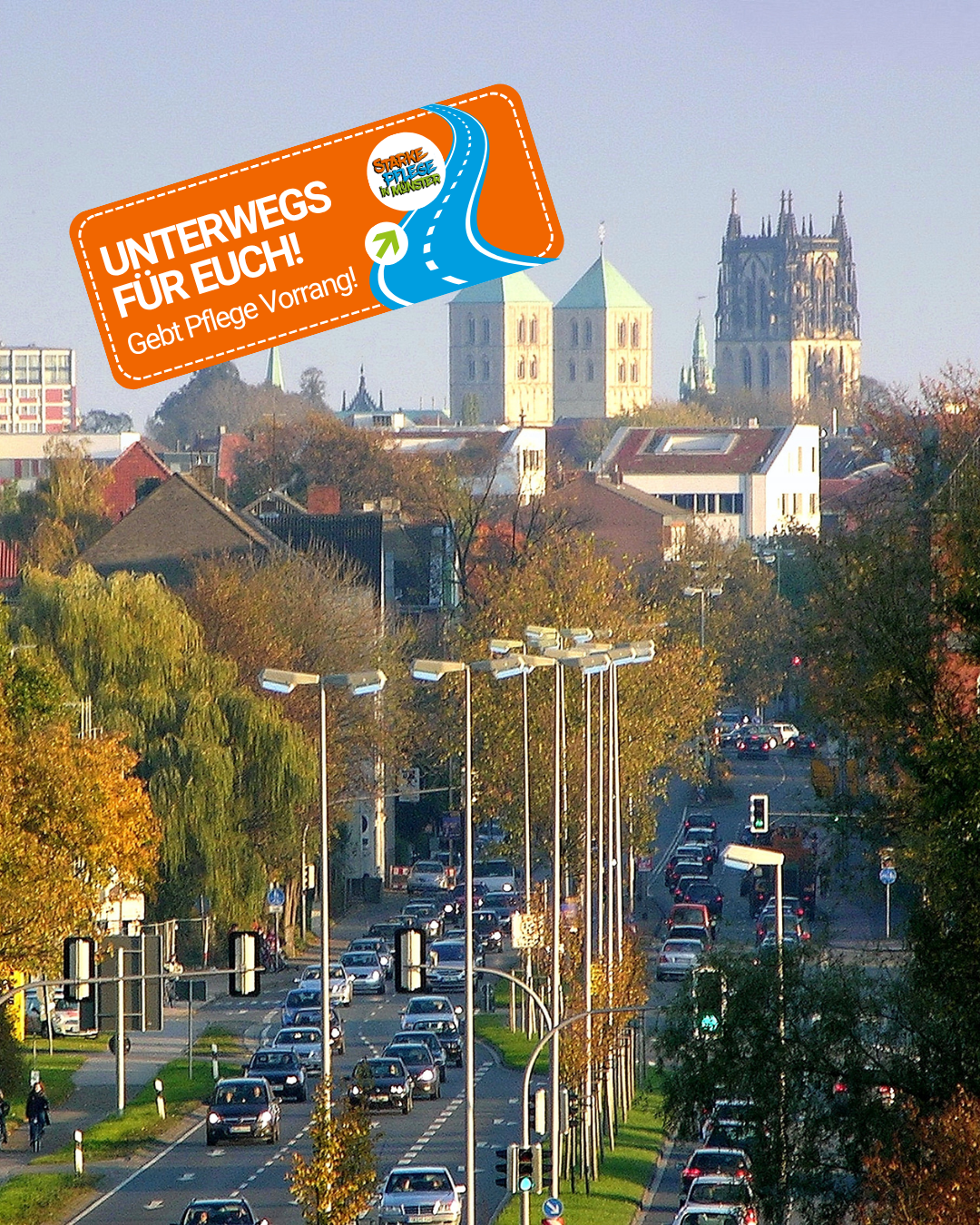 Ansicht der Stadt Münster mit Blick auf Verkehr, Dom und ÜberwasserkirchePresseamt Münster/MünsterView